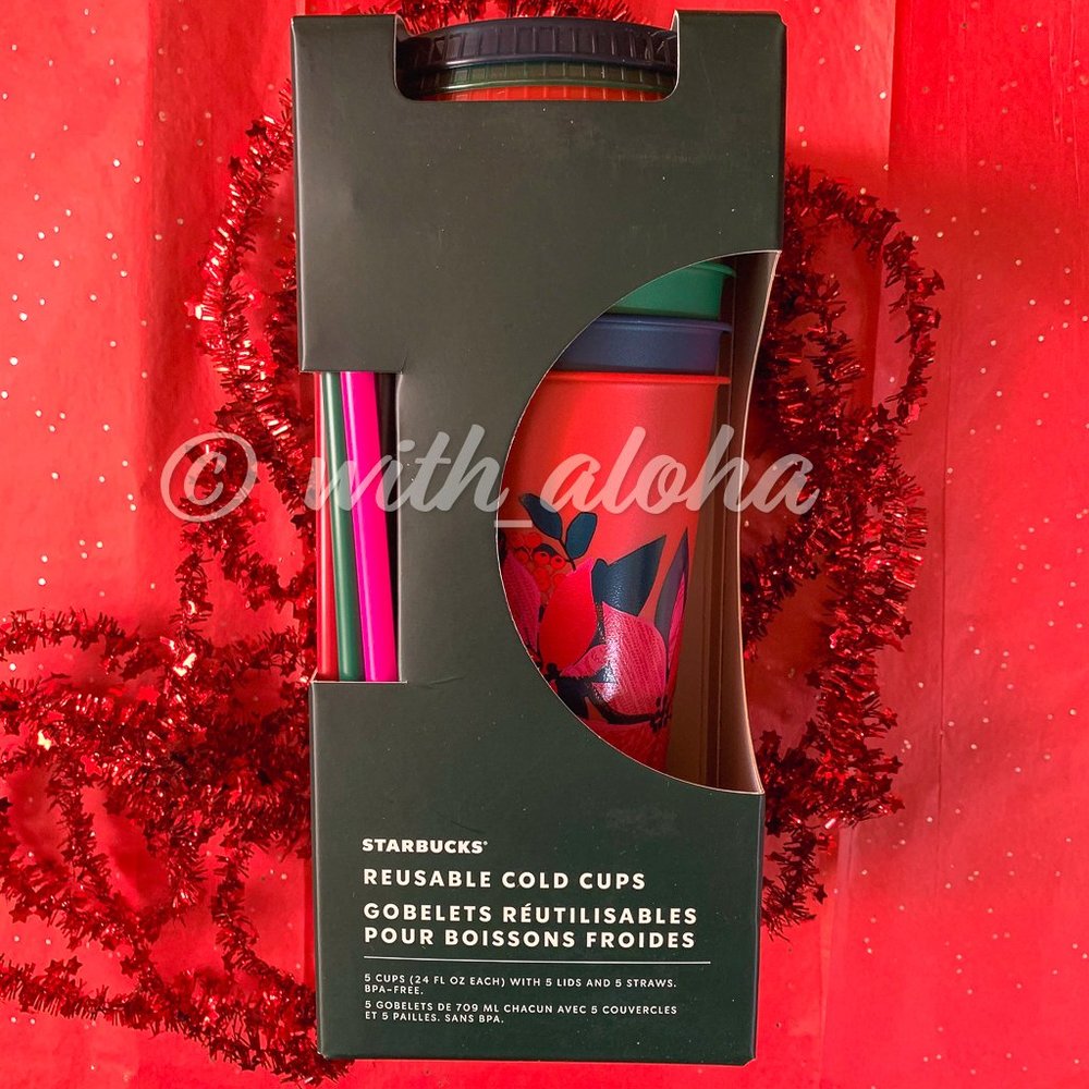 🌹SALE🌹🎄NEW🎅🏻 Starbucks Holiday 2021 Reusable Cold Cups